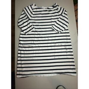The Nines by Hatch Women's Black White Striped Tunic Shirt Dress Size Large